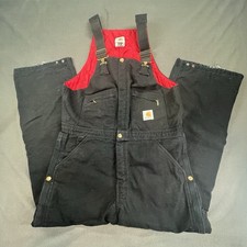 VTG Carhartt Men  s R04 BL Quilted Work Bib Overalls 38x30 USA Made