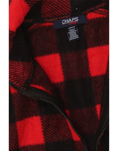 CHAPS Womens Fleece Jacket UK 10 Small Red Check Polyester CZ06 - Picture 3 of 3