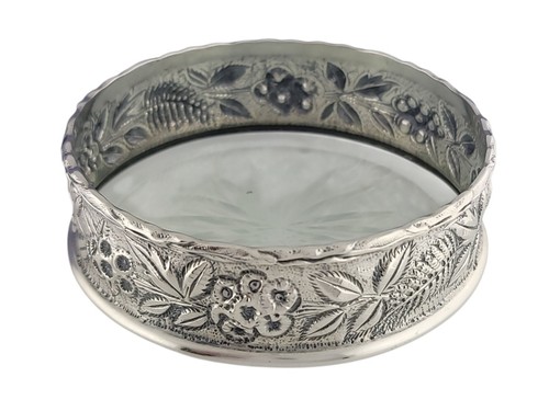 Seltener Sterling Silber S KIRK & SON CO Glasuntersetzer REPOUSSE 925/1000 Nr.10