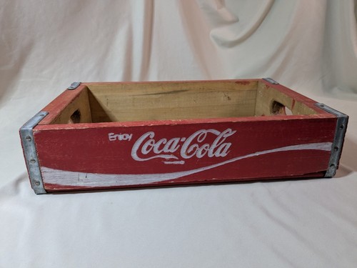Wooden Enjoy Coca Cola Coke Soda Pop Bottle Crate Carrier Case Red Caddy Decor - Picture 4 of 19