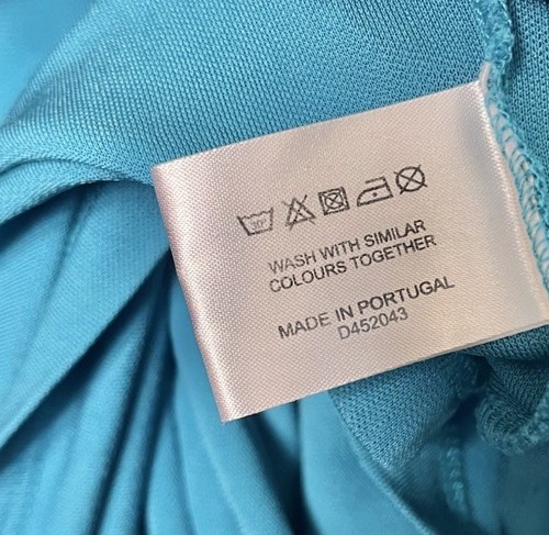 MARY PORTAS Turquoise Blue Draped Sleeve Jersey Dress Size 16 - Picture 4 of 5