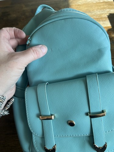 Small Girls Mini Light Turquoise Blue Backpack Purse 6"D x 9"W x 9.8"H Bag - Picture 10 of 15