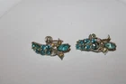 Vtg Blue Rhinestone  Silver Tone Screw Back Earrings Costume Jewelry Coro