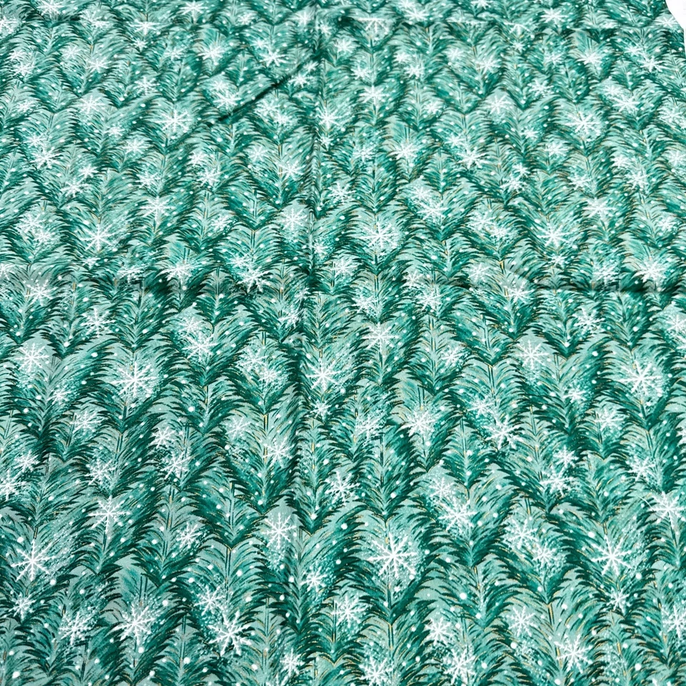 Acolchado Tesoros atemporales Tela Algodón Verde Invierno Árboles 44x39 1 Yarda Años 90 Foto 3 de 4