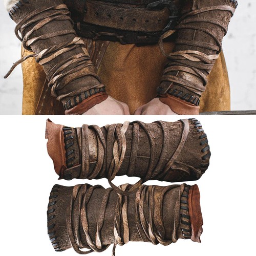 1 Pair Medieval Arm Guard Vintage Faux Leather Bracers Viking Knight Costume - Bild 3 von 5