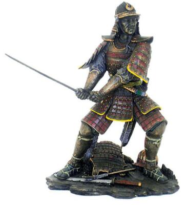 Samurai Attacking Bronze Figur