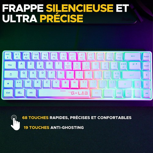 - Keyz Hydrogen WL- Clavier Gamer sans Fil Clavier 60% Semi-mécanique Azerty ... - Afbeelding 4 van 6