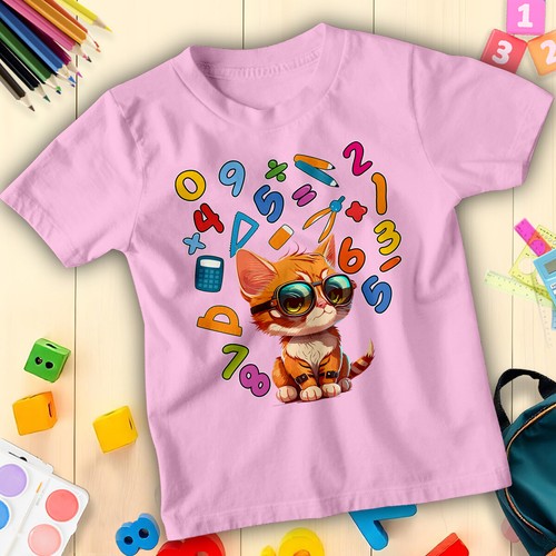 Jungen und Mädchen süßes Kätzchen Mathe Zahl Tag Ideen T-Shirt Tee für Kinder #ND - Bild 24 von 35