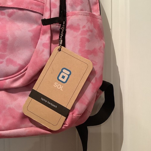NEW SOL Backpack 20”x16” Laptop Tie-Dye Pink New With Tags Zipper College Hiking - Picture 7 of 12