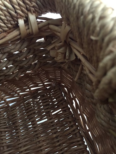 Vintage Woven Rattan Basket Wicker Center Handle 19"T x 12.5"L x 10"W - Picture 8 of 11