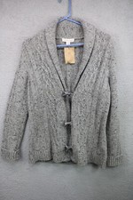 Coldwater Creek Women's Gray Cable Knit Cardigan-Wool Blend-Size Small 8