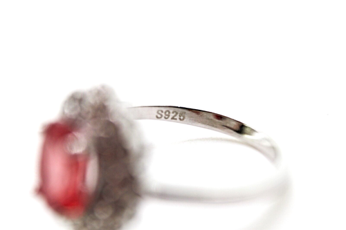 Silver Ring Red Topaz Genuine Natural Mined Gems Solid Sterling Size N 1/2 US 7 - Picture 12 of 24