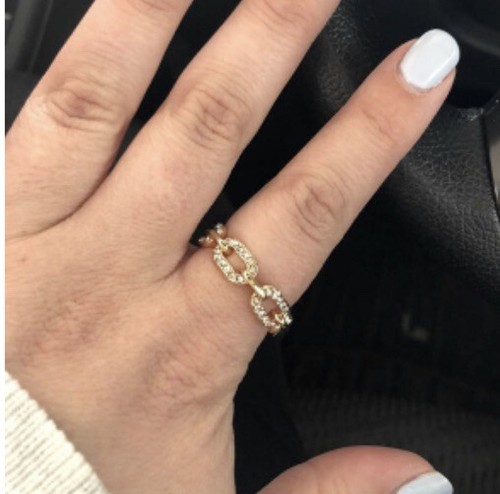 SUGARFIX by BaubleBar Gold Tone Link Chain Ring Size 8 Nickel Free - Picture 2 of 5