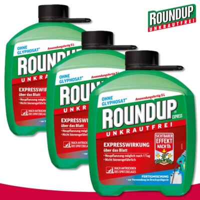 Roundup 3 x 5 l Express Fertigmischung ohne Glyphosat Unkraut Schnellwirkung