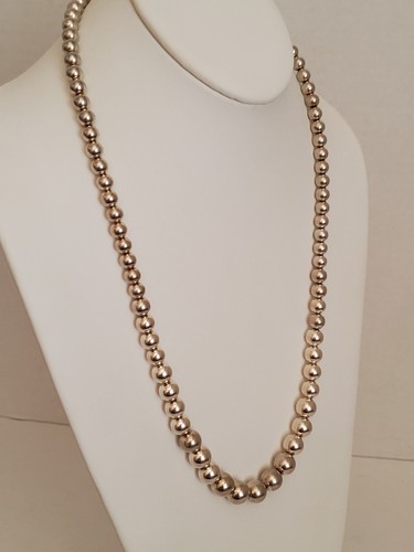 Sterling Silver Classic Graduated Ball Bead Design Necklace - 24 1/2" - 46 Grams - Picture 10 of 13