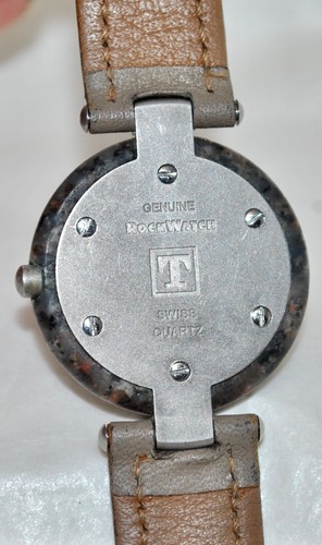 Vintage Tissot Rock Watch Brown/Black Granite Stone Taupe Leather Band R150 - Picture 6 of 8