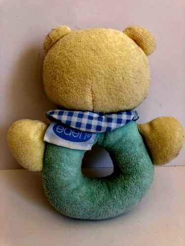 Eden Bear Baby Rattle Ring Multi-color Toy Plush Lovey 5” - Picture 2 of 4