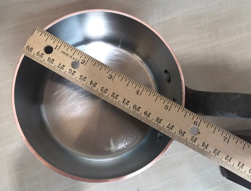 Copper Pot-Lid SLT Made In France 5 3/4" x 3 3/4" Cast Handles Stainless Inside - Picture 5 of 10