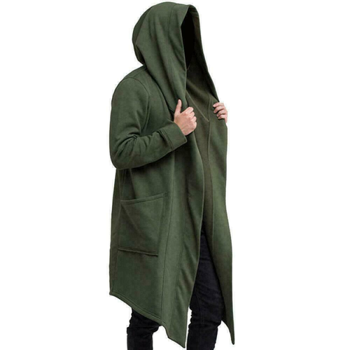 Mens Coat Outwear Jacket Hoodie Long Cardigan Hooded Trench Cloak Cape Casual - Picture 6 of 7