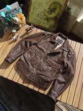 Handaged Brushed Cowhide American Vintage Men's Genuine Leather Jacket