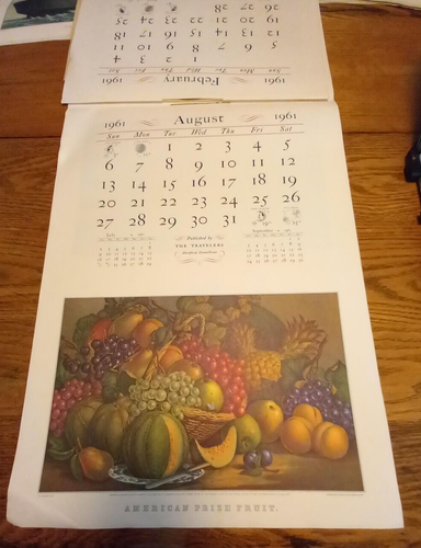 1961 The Travelers Insurance Co. Calendar Currier & Ives Pictures 22 x 16" - Picture 6 of 10