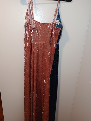 Lulumarie zweifarbiges Samt Wickel Maxi Kleid Urlaub Party Medium bestickt - Bild 8 von 8