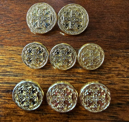 8 pc Celtic Cross Holland & Sherry Gold Blazer Buttons Made in England - Picture 2 of 4