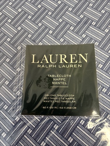 Ralph Lauren 60" X 102" Tablecloth Brand New In Package. Navy And White. - Picture 2 of 5