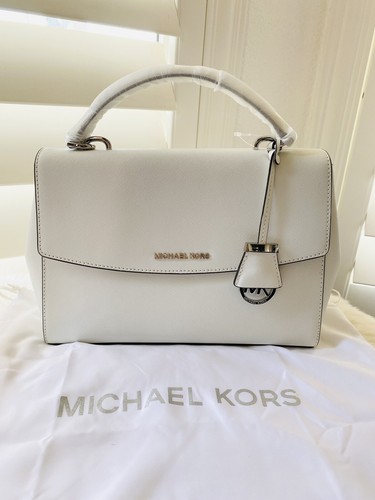 NWT MICHAEL KORS MK AVA MEDIUM TOP HANDLE SATCHEL Crossbody Bag Optic White - Picture 2 of 10