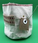 NEW/NWT Mudpie Fa La La Canvas Towel Bucket Holiday 5-in. Tall x 4-in. Diameter
