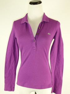 Lacoste 36 à Polo longues coton Top et S crocodile manches M en coton Haut rose ZazwC7xqqF