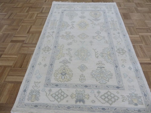 3 x 5 Hand Knotted Ivory Modern Oushak Oriental Rug G15954 - Picture 2 of 11