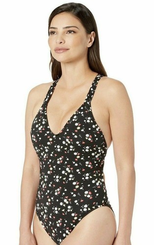 Ralph Lauren Badeanzug schwarz Blumenmuster Glanz neu ohne Etikett Größe UK 12 - Bild 1 von 7