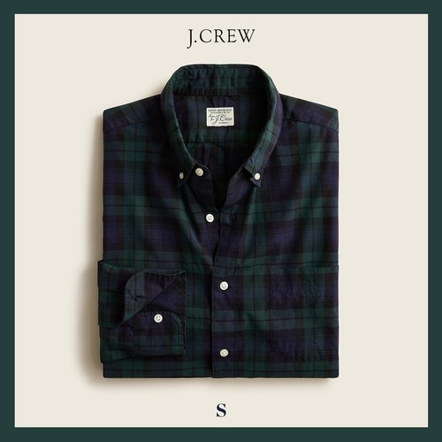 NEW - J. Crew Slim Stretch Secret Wash Organic Cotton Poplin Shirt Plaid - S $69 - Picture 1 of 6