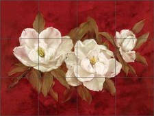 Ceramic Tile Mural Backsplash Cook Magnolias Flowers Floral Art CC018