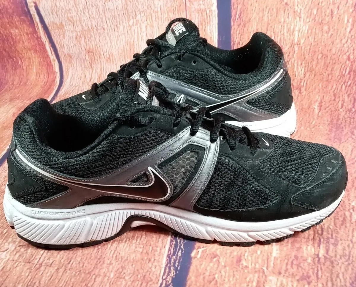 NIKE Dart 9 Black White Running Shoes Intact Groove Support Zone Sz 11