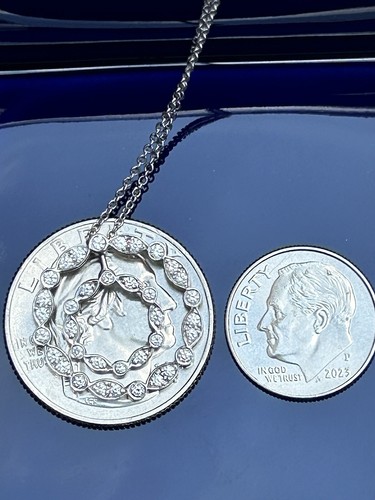 Tiffany & Co Platinum Jazz Swing Diamond Double Circle Pendant Necklace .45 TCW - Picture 19 of 24