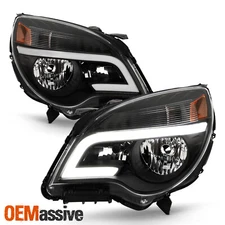 For 2010-2017 Chevy Equinox LT/LS [LED Tube Running] Projector Black Headlights