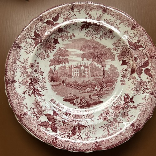 RARE Set of 6 1840s Belle Vue Cambusnethan On The Clyde Red Transfer Plates EXC - Picture 7 of 10