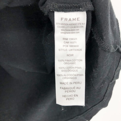 Frame Womens Le Mid Rise V Tee XS Black Cap Sleeve V-Neck Pullover Top Pima - Picture 8 of 8