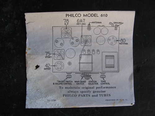 PHILCO 610B TOMBSTONE RADIO AM/SW 1935 610 altavoz bobina de campo de colección 1936 - Imagen 9 de 15
