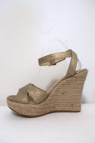 Jimmy Choo Phoenix Platform Espadrille Wedge Sandals Gold Metallic Size 42 NEW - Picture 8 of 12