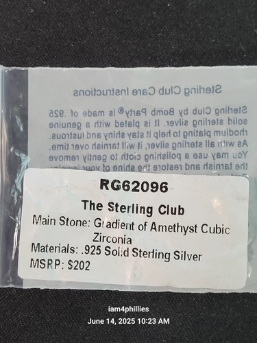 Bomb Party The Sterling Club RG62096- Talla 7 Amatista Circonita Cúbica Plata .925 - Imagen 4 de 4