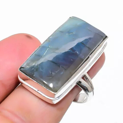 Labradorit Ring 925 Sterling Silber Ring Handarbeit Edelsteinring Damenring. - Bild 1 von 3