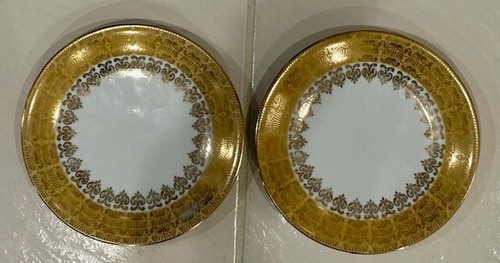Hartporzellan Rheinpfalz Set of 2 7.5" Vintage Gold Plates Stamped Germany 5
