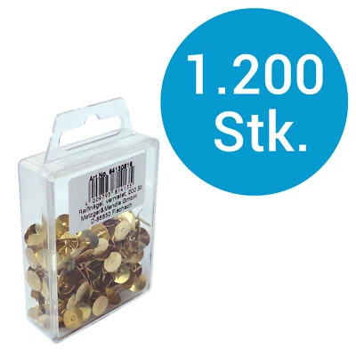 METZGER & MENDLE® 1.200x Reißnagel Reißbrettstifte Reißzwecke Heftzwecken Messing Vernietet Ø9 mm