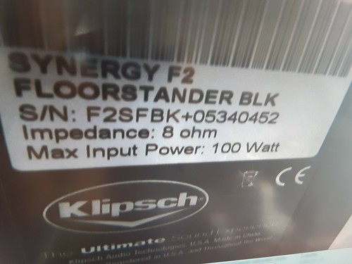 Klipsch Synergy F2 Standlautsprecher BLK Tower Lautsprecher Top Klang - Bild 11 von 11
