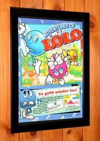 1996 Adventures of Lolo NES Vintage Rare Small Promo Poster / Ad Page Framed