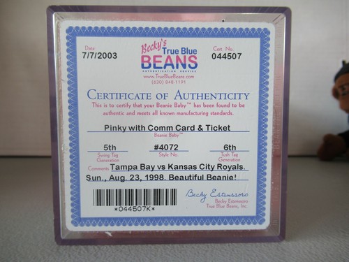 TY Beanie Babies Pinky Tampa Bay vs. Kansas City Card & Ticket Authenticated - Picture 6 of 6