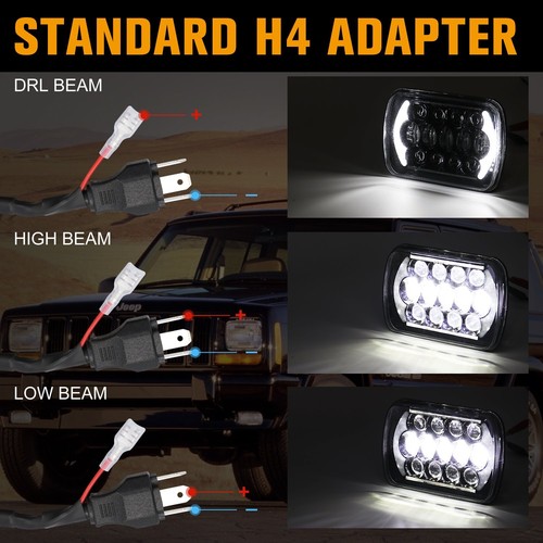 1PCS 105W 7X6" 5X7" LED Headlight Hi/Lo DRL For Jeep Cherokee XJ Chevrolet - Imagen 8 de 9